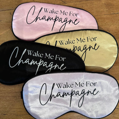 "Wake Me For Champagne" Satin Eye Mask-Anna Bella Fine Lingerie-Light Gold-