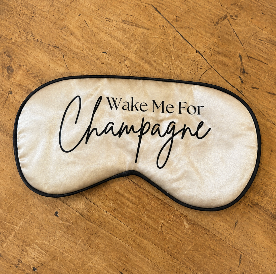 "Wake Me For Champagne" Satin Eye Mask-Eye Masks-Anna Bella Fine Lingerie-Champagne-Anna Bella Fine Lingerie, Reveal Your Most Gorgeous Self!