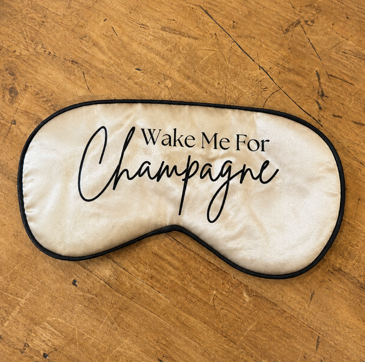 "Wake Me For Champagne" Satin Eye Mask-Eye Masks-Anna Bella Fine Lingerie-Champagne-Anna Bella Fine Lingerie, Reveal Your Most Gorgeous Self!