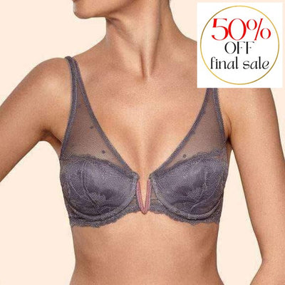 Ajour Grace Padded Cleavage Balconette Bra BP110-Bras-Ajour-Grey-34-B-Anna Bella Fine Lingerie, Reveal Your Most Gorgeous Self!
