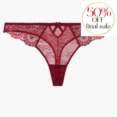 Aubade Art of Ink Tanga in French Red TD26-Panties-Aubade-French Red-XSmall-Anna Bella Fine Lingerie, Reveal Your Most Gorgeous Self!