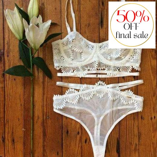 Bluebella Gabriela High-Waist Thong 40262-Panties-Bluebella-Ivory-Small-Anna Bella Fine Lingerie, Reveal Your Most Gorgeous Self!