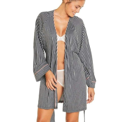 Cosabella Bella Amore Printed Robe AMORP8093-Robes-Cosabella-Black Stripe/Soft Sunset-Small-Anna Bella Fine Lingerie, Reveal Your Most Gorgeous Self!