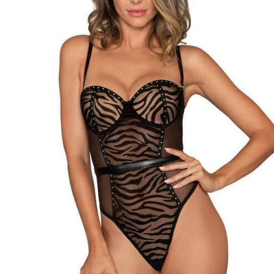 Dreamgirl Animal Print Teddy 12422-Seduction-Dreamgirl-Black-Small-Anna Bella Fine Lingerie, Reveal Your Most Gorgeous Self!