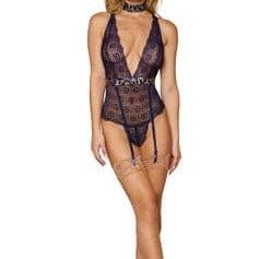 Dreamgirl Garter Teddy in Nocturnal 12672-Seduction-Dreamgirl-Nocturnal-One Size-Anna Bella Fine Lingerie, Reveal Your Most Gorgeous Self!