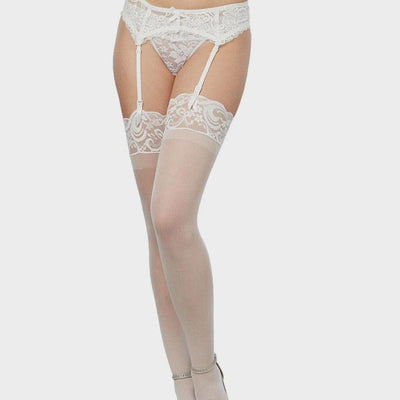 Dreamgirl Lace Top Sheer Thigh High 0002-Hosiery-Dreamgirl-White-One Size Fits Most-Anna Bella Fine Lingerie, Reveal Your Most Gorgeous Self!