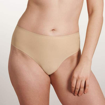 Evelyn & Bobbie High Waisted Thong-Panties-Evelyn & Bobbie-Sand-Fits 0-14-Anna Bella Fine Lingerie, Reveal Your Most Gorgeous Self!