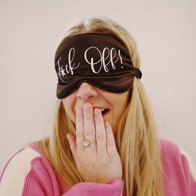 "F*ck Off!" Satin Eye Mask-Accessories-Anna Bella Fine Lingerie-Black-Anna Bella Fine Lingerie, Reveal Your Most Gorgeous Self!