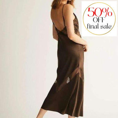 Ginia Silk Gown GLI401-Loungewear-Ginia-Slate-XSmall-Anna Bella Fine Lingerie, Reveal Your Most Gorgeous Self!