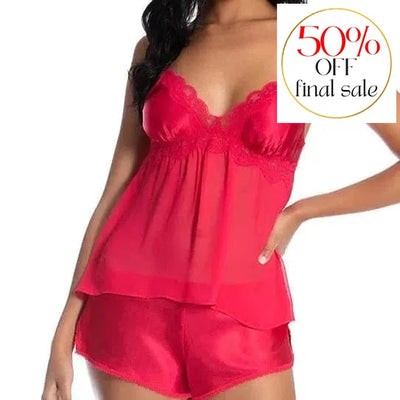 Jonquil Heidi Cami Short Set HED040-Loungewear-Jonquil in Bloom-Bright Red-XSmall-Anna Bella Fine Lingerie, Reveal Your Most Gorgeous Self!