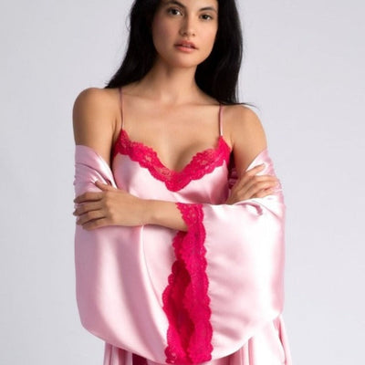 Jonquil in Bloom Felicity Wrap in Pink FCT030-Robes-Jonquil in Bloom-Pink-XSmall/Small-Anna Bella Fine Lingerie, Reveal Your Most Gorgeous Self!