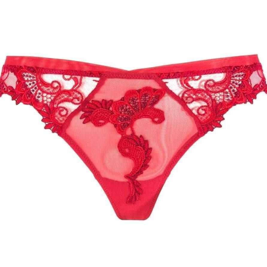 Lise Charmel Dressing Floral Thong ACC0088-Panties-Lise Charmel-Red-Small-Anna Bella Fine Lingerie, Reveal Your Most Gorgeous Self!