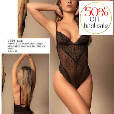 Mapale' 7299 Luxe At Its Best Teddy-Bodysuit-Mapale'-Black-Small-Anna Bella Fine Lingerie, Reveal Your Most Gorgeous Self!