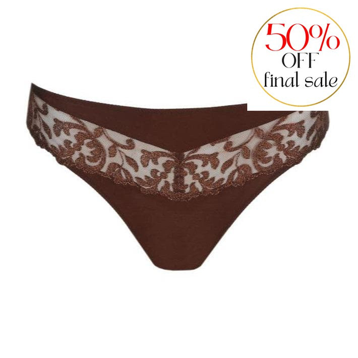 Marie Jo Serena Thong in Chestnut 0602550-Panties-Marie Jo-Chestnut-XSmall-Anna Bella Fine Lingerie, Reveal Your Most Gorgeous Self!