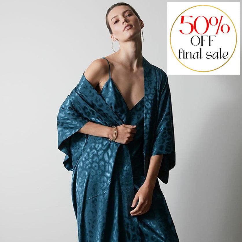 Natori Decadence 42" Wrap in Ocean Teal L74058-Robes-Natori-Ocean Teal-XSmall-Anna Bella Fine Lingerie, Reveal Your Most Gorgeous Self!