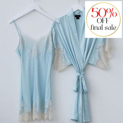 Natori Enchant 36" Robe F74012-Robes-Natori-Frosted Blue-XSmall-Anna Bella Fine Lingerie, Reveal Your Most Gorgeous Self!
