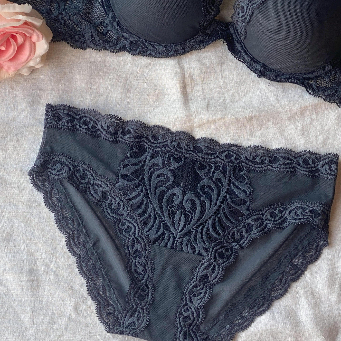 Natori Feathers Hipster 753023 in Ash Navy-Panties-Natori-Ash-Small-Anna Bella Fine Lingerie, Reveal Your Most Gorgeous Self!