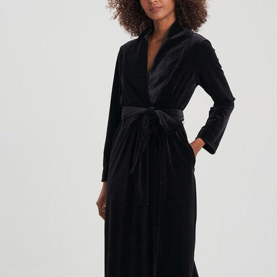 Natori Natalie Velvet Robe in Black H74086-Robes-Natori-Black-XSmall-Anna Bella Fine Lingerie, Reveal Your Most Gorgeous Self!