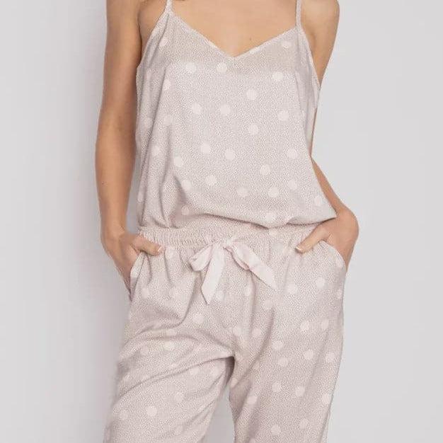 PJ Salvage Digity Dots Lounge Set in Cement RHDDP-Loungewear-PJ Salvage-Cement-Small-Anna Bella Fine Lingerie, Reveal Your Most Gorgeous Self!