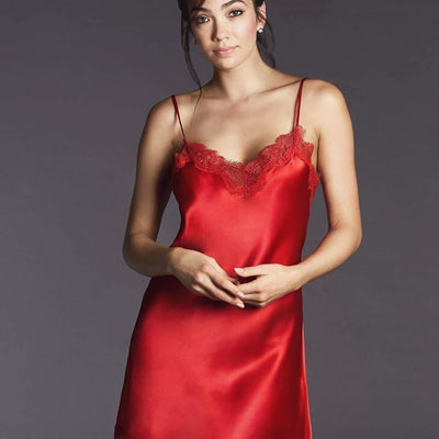 Sainted Sisters Scarlett Silk Chemise L32002-Loungewear-Sainted Sisters-Scarlet Red-Large-Anna Bella Fine Lingerie, Reveal Your Most Gorgeous Self!