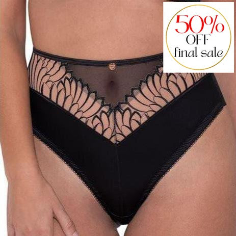 Scantilly Fallen Angel High Waist Brazilian Panty ST012208-Panties-Scantilly-Black-Small-Anna Bella Fine Lingerie, Reveal Your Most Gorgeous Self!