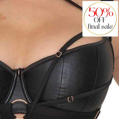Scantilly Harnessed Padded Half Cup Bra ST008105-Bras-Scantilly-Black-32-DD-Anna Bella Fine Lingerie, Reveal Your Most Gorgeous Self!