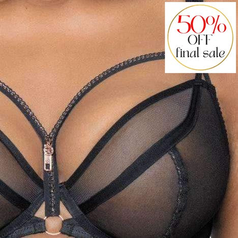 Scantilly Unzipped Plunge Bra 0519-Bras-Scantilly-Black-32-E-Anna Bella Fine Lingerie, Reveal Your Most Gorgeous Self!