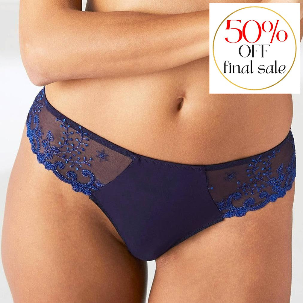 Simone Perele Delice Tanga in Midnight 12X700-Panties-Simone Perele-Midnight-XSmall (1)-Anna Bella Fine Lingerie, Reveal Your Most Gorgeous Self!