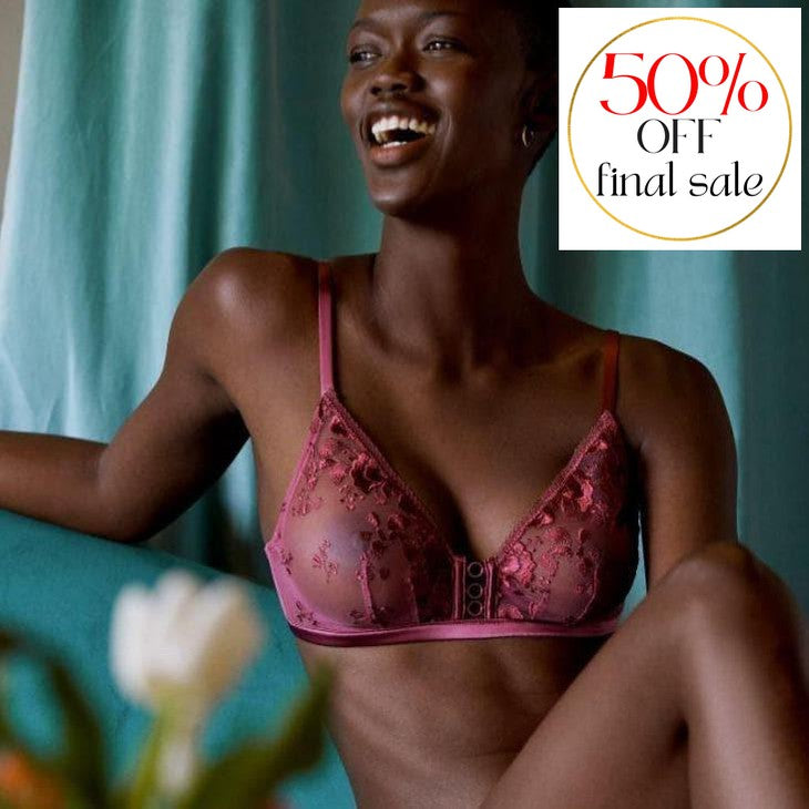 Simone Perele Orphee Sheer Plunge Bra in Rosa Diva 15S319-Bras-Simone Perele-Rosa Diva-34-F-Anna Bella Fine Lingerie, Reveal Your Most Gorgeous Self!