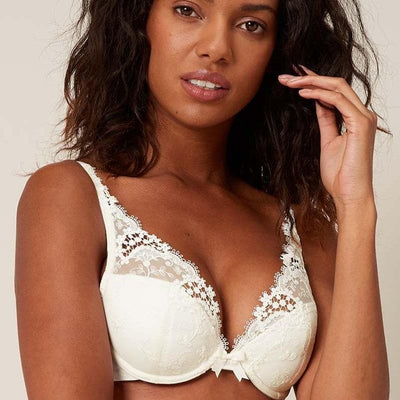 Simone Perele Wish Triangle Pushup Bra in Ivory 12B347-Bras-Simone Perele-Ivory-32-A-Anna Bella Fine Lingerie, Reveal Your Most Gorgeous Self!